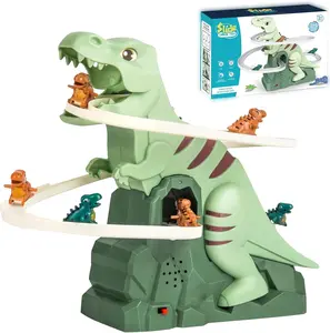 Luminous dinosaur track children's toy,Electric dinosaur stair climbing track Toy, dinosaur chase track game,track slide toy, dinosaur roller coaster toy with lights and musictoy Ideal Gift for Kids
