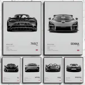 PIKPAKA Famed Cool Sports M-McLaren Supercar SENNA P1 765LT F1 ARTURA SPEEDTAIL Poster HD Waterproof Art Poster For Home, Bar Decor | Fade-Resistant, Non-Sticky, Vibrant DIY Wall Print | Perfect Decorative Poster For Office & Living Room