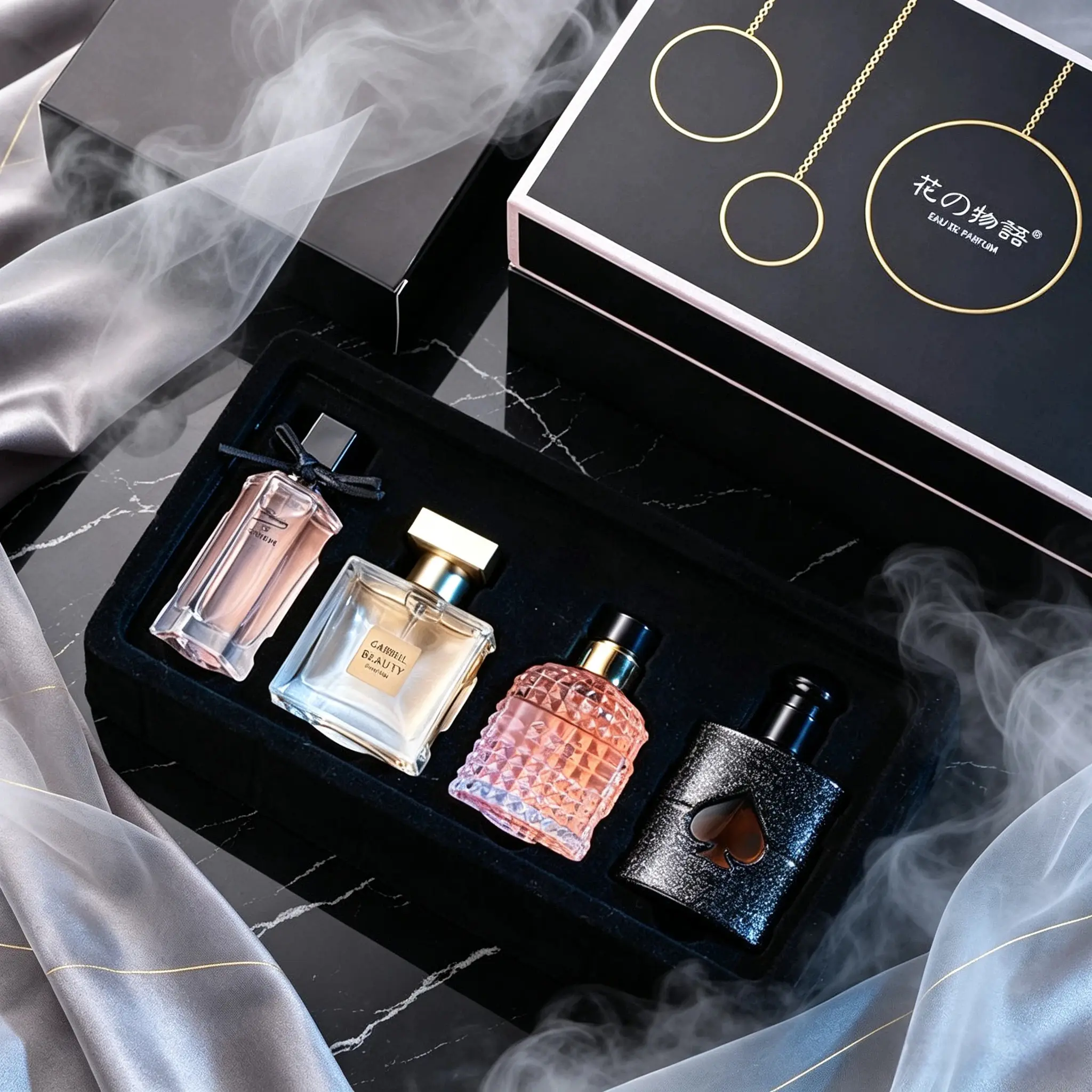 The Language of Flowers Perfume Set, 30mL*1+25mL*3 ,with Pink Pepper & Orange Blossom and Pear & Coffee , Jasmine , vanilla , women's perfume , long lasting perfumes , great holiday gift , different flavor  , fragrance ensemble set , curations good scent