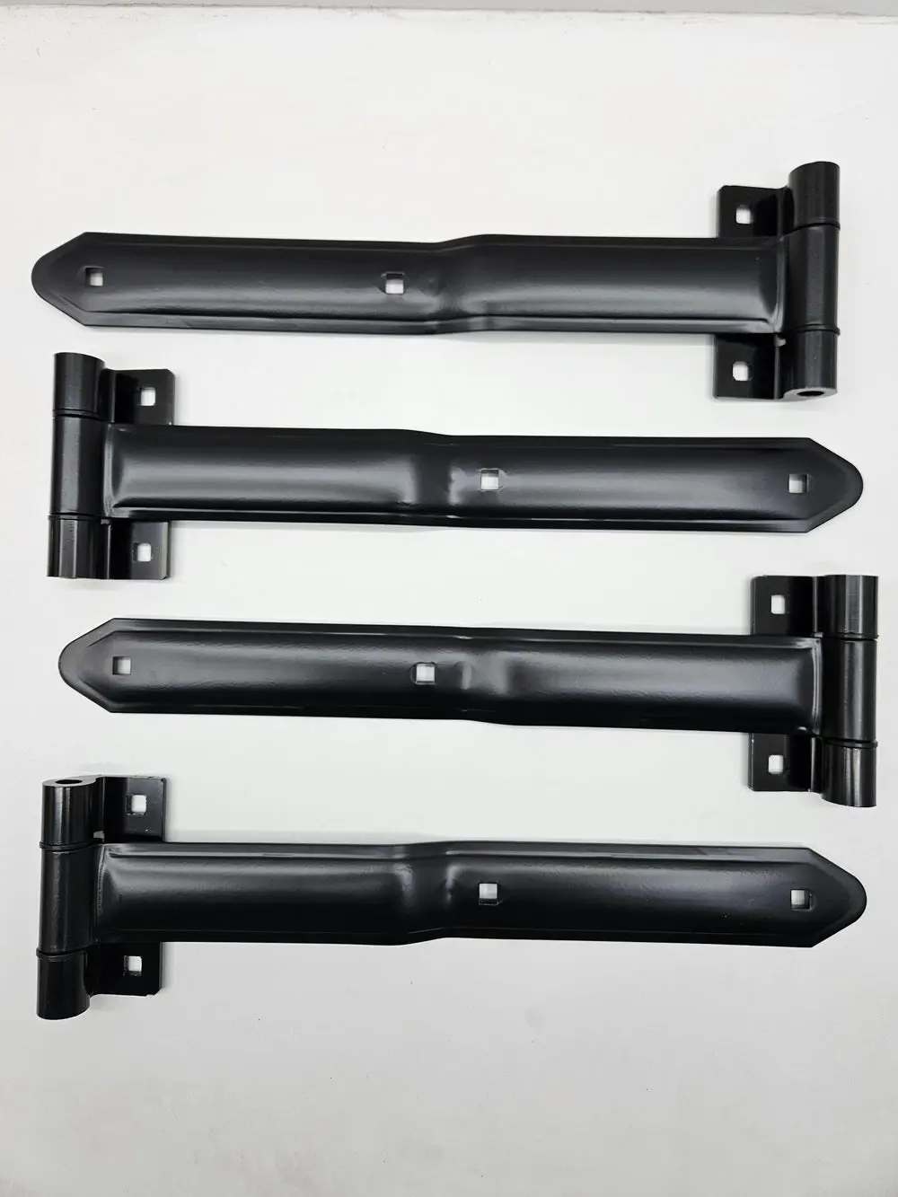 Black Aluminum Anti-Rust Offset Bent Hinges for Cargo Trailer RV Doors, 16" Strap Hinges, 4-Pack, Anti-Rust Hinges
