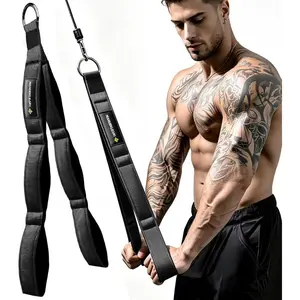 3 Grip Lengths in 1 Professional Gym Tricep Rope Cable Attachment with Ergonomic Handles, Greater ROM For Tricep Push Down Attachment, Overhead Extension