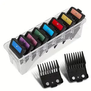 ABS limit comb and storage box, 8-in-1 limit comb, universal gradient oil head positioning teeth gradient barber positioning comb set, magnetic limit comb, designed for home users, Hair Comb