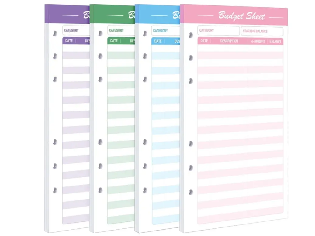 60pcs Expense Tracker Budget Sheets for A6 Budgets Binder,6-Holes Tracking Sheet Planner