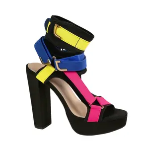 Keandra 1K Black Multi Platform Heel Women's Fashion Stylish Ankle Strap High Heeled Footwear Classy Elegant Walking Shoes Girl Sandal