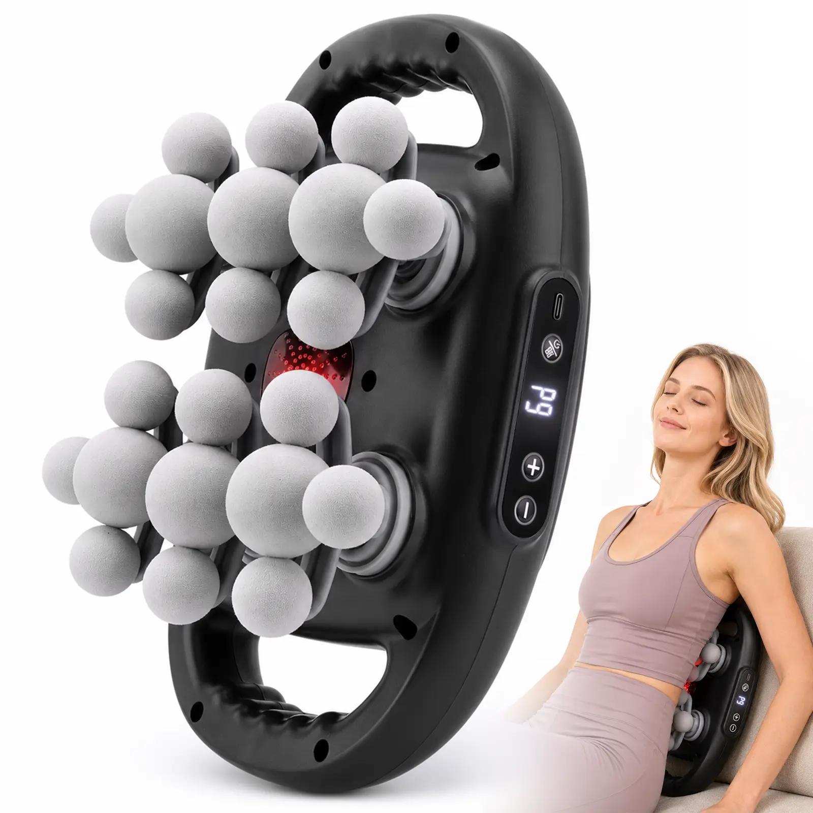 Portable Deep Tissue Massage Gun with 22 Interchangeable Heads, 9-Speed Quiet Percussion Massager for Muscle Relaxation, Full Body Back Neck Shoulder Leg Massager for Home & Fitness Use