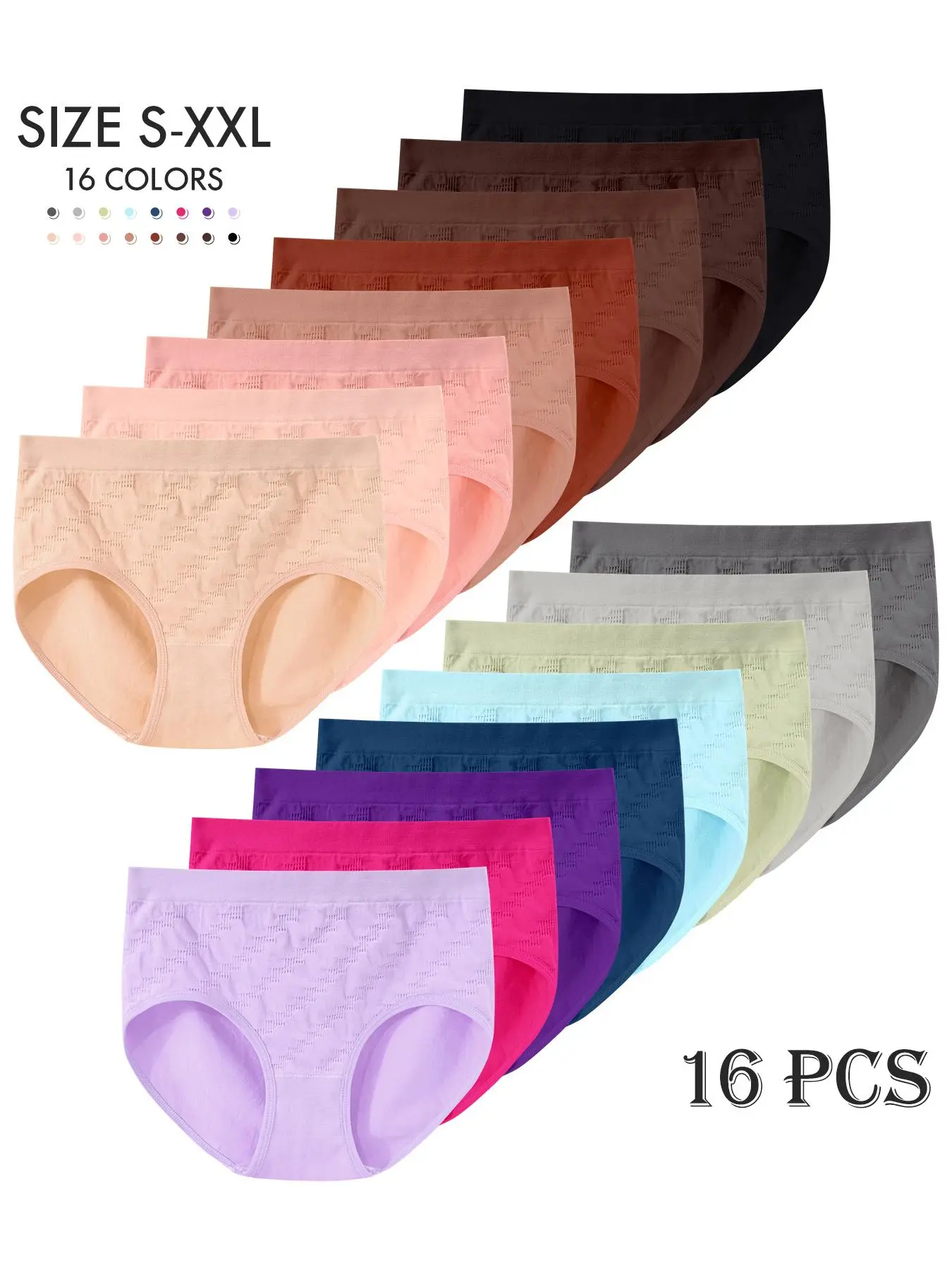 Women's Seamless Briefs, Everyday Wear Panties, Plain Panty, Breathable Plain Color Underwear, Comfortable Mid-Waist Triangle Panties, 4/6/12/16 Pcs Set, Elastic Waist Underwear
