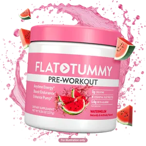 FLAT TUMMY Pre Workout Powder with Pure Creatine Monohydrate - Watermelon or Fruit Punch Flavor - Energy, Endurance, Performance, Dietary Supplement for Fitness - Electrolytes for Hydration, Creatine for Muscle Growth, Beta-Alanine for Endurance