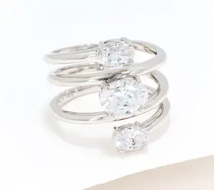 Diamonique x Jennifer Miller Mixed Cut Swirl Ring, Sterling Silver