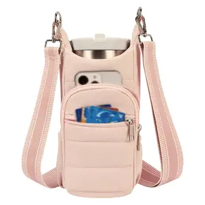 1 outdoor crossover water bottle bag with adjustable shoulder straps and multi compartment design for easy storage of water bottles, phones, and keys. Suitable for outdoor exploration, hiking, cycling, and fitness. Essential storage bag for outdoor enthus