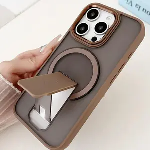 Magnetic Wireless Charging iPhone Case, Luxury Matte Semi-Transparent Stand, Shockproof Soft Buffer, for iPhone 17 16 15 14 13 12 11 Pro Max Plus