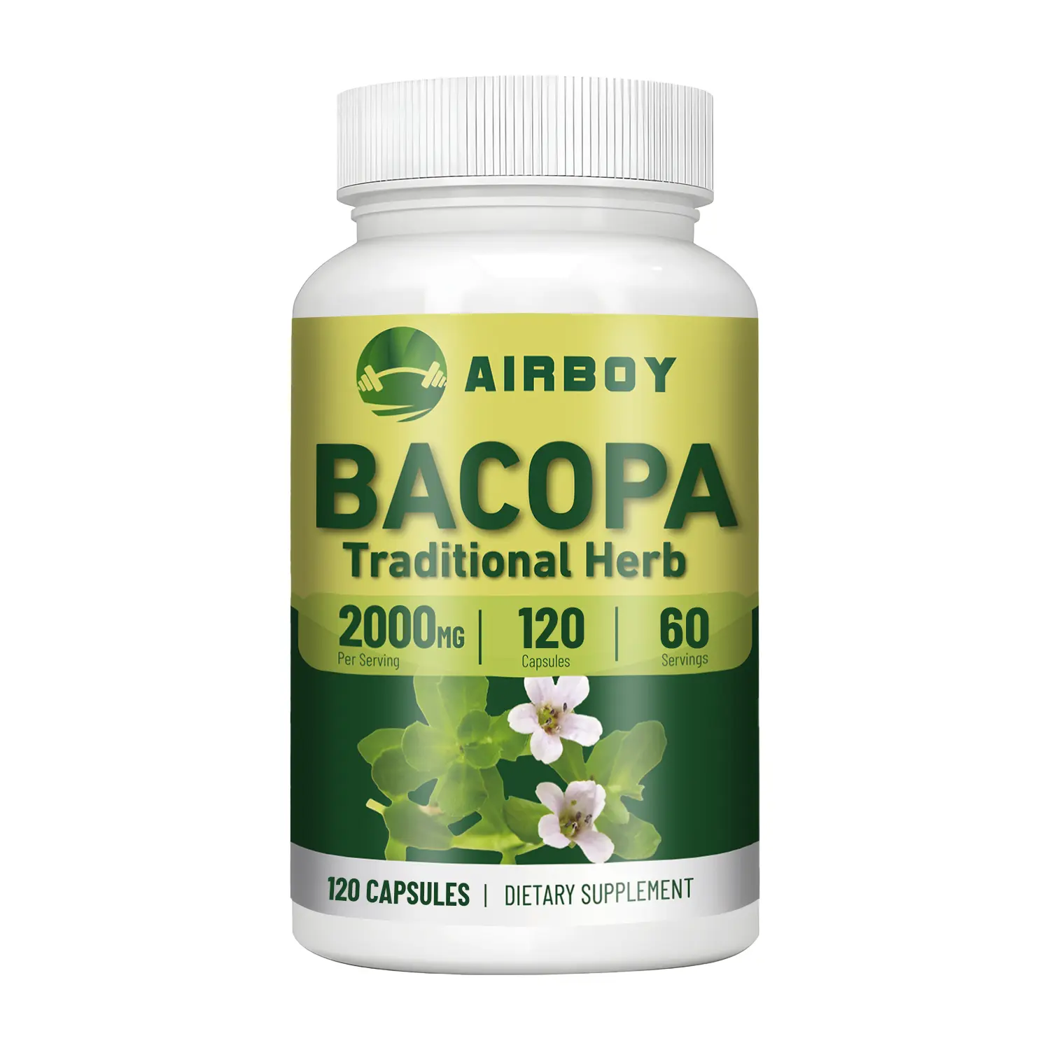Airboy Bacopa Monnieri Healthcare Supplement Capsules - Gluten-Free Herbal Capsules for Adults, Nutrient Support, Immune System Support