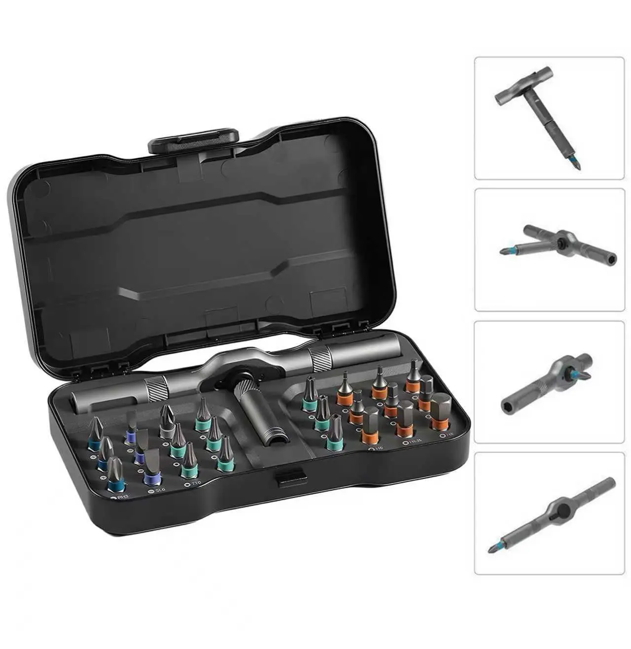 SEESE 24-in-1 Magnetic Screwdriver Kit, Precision Ratchet Screwdriver with Removable Handle, Versatile Tool for All Your Repair Needs,Holiday gifts