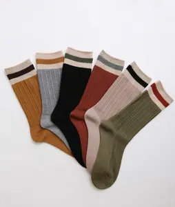 TheMogan Leto Accessories Color Block Socks - Minimalist Stripe All Seasons Regular Fit 64% Nylon 25% Polyester 5% Spandex Non-sheer Fabric