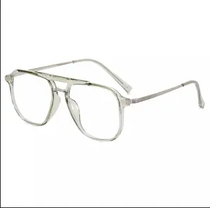 Unisex Trendy Oversized Aviator Eyeglasses Frame with Non-prescription Stone Clear Lens