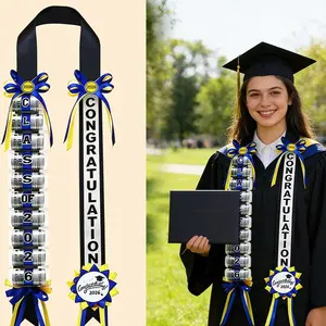 2026 Double Color Braided Ribbon Lei with Candy, Class of 2026 Gifts, Lei for Graduation, Graduation Gift Ideas (Spring Glow-Up, Summer Vibes)