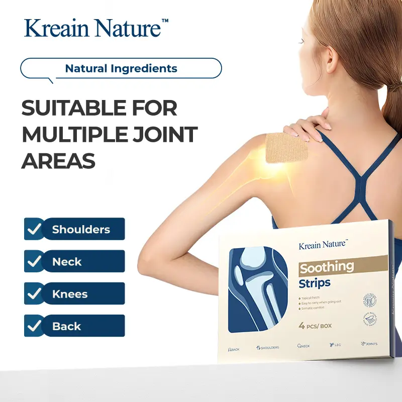 Kreain Nature Soothing Strips - Dual Repair Formula with Glucosamine & Chondroitin Sulfate for Joint Comfort - Natural Ingredients like Turmeric & Emu Oil - Suitable for Shoulders, Neck, Knees, Back - 4 Pieces per Box