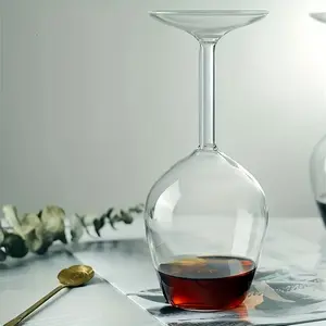 1/2 Piece Durable Glass Inverted Wine Glasses, Perfect for Scotch Whiskey, Bourbon, Cocktails, Cognac, Vodka, Gin, Tequila, Ideal for Bars, Clubs, Restaurants, Home Use, Drinkware