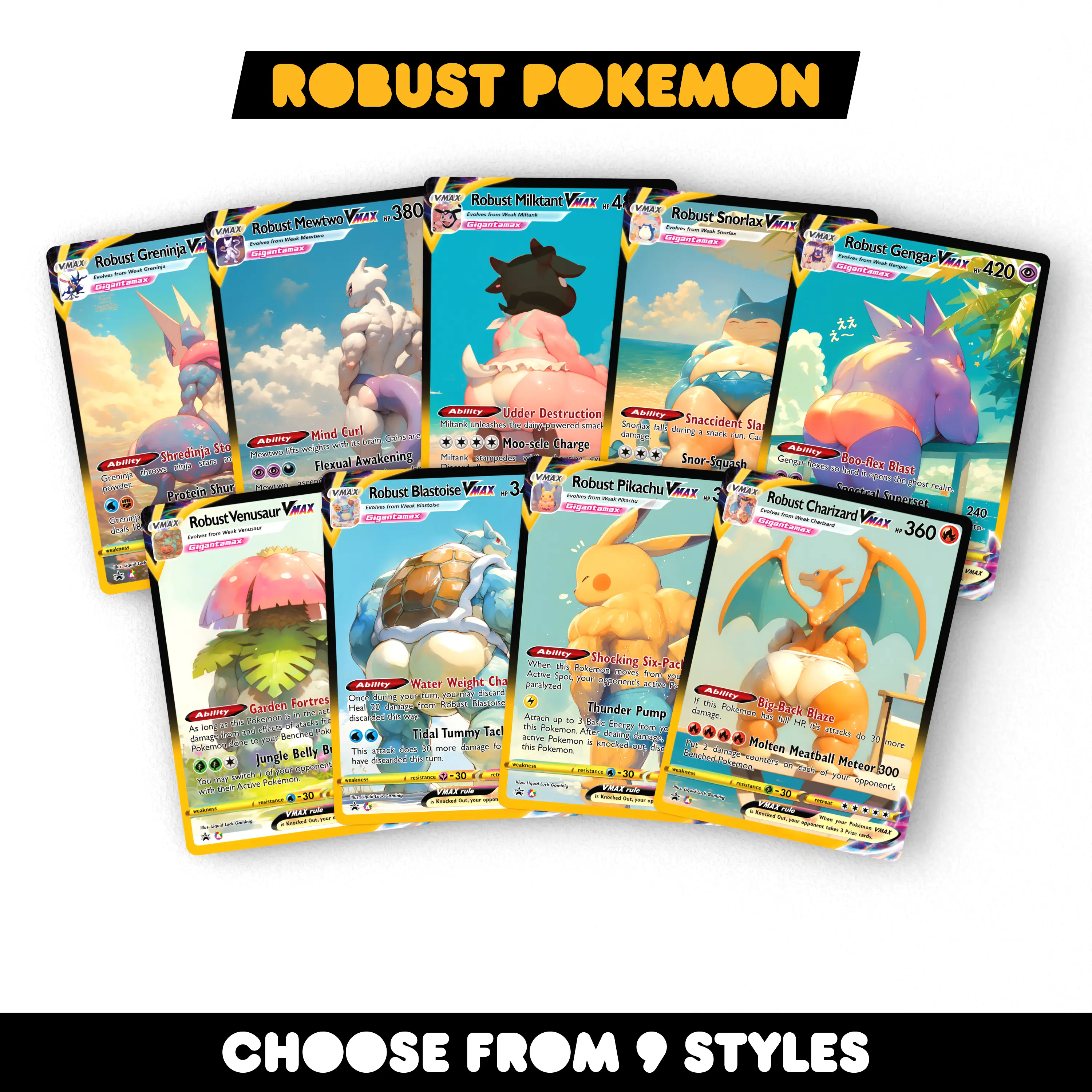 Robust Pokemon - Custom Holographic Fan-Art Cards - Hilarious Affordable Gift for Pokemon Fans Tcg Booster Packs