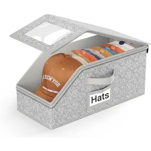 Stackable Baseball Cap Storage Box - Durable Foldable Cardboard Organizer, Holds Up to 24 Hats, Dustproof Space-Saving Home Organizer, Easy No-Tool Assembly, Ideal for Bedroom Closet Hat & Toy Storage