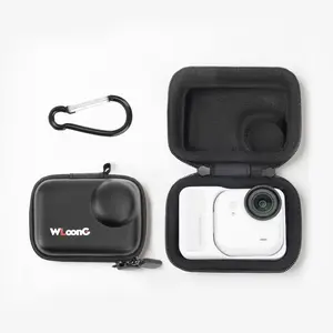 for Insta360 GO Ultra Mini Carry Case, Black/Grey, PU, Action Camera, for Holiday Travel and Outdoor Sport, Free Carabiner, 2 in 1 All-round Protection, Protect Lens and Screen, Lightweight Portable & Easy Storage, Ideal Gift for GO Ultra User