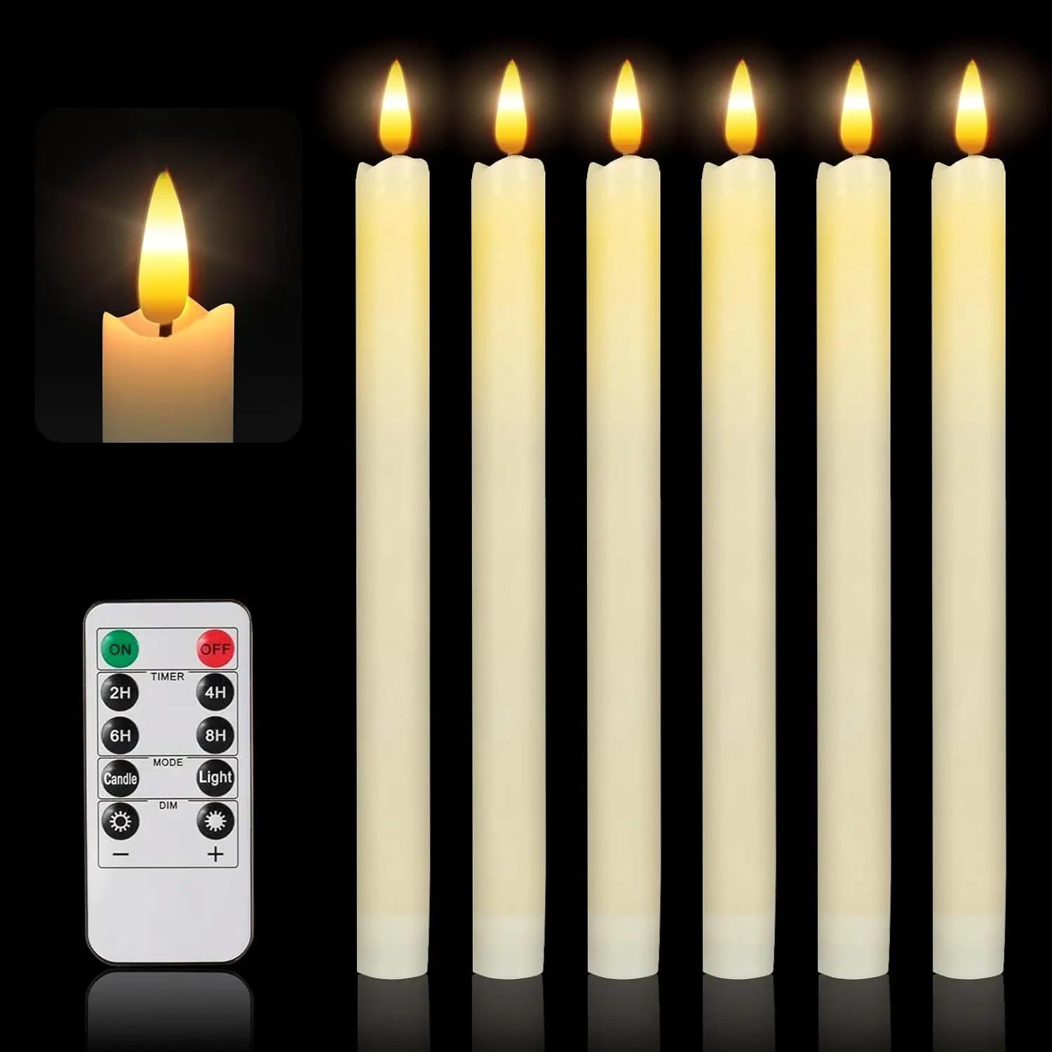 6/10pcs Baleid Led Candles, 9.6" Tall Led Ivory White Flameless Candles, Battery Operated Flickering Candles, 3D Wick Light For Christmas candle lamp led candlelights candle warmer
