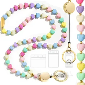 Lanyards for Id Badges and Keys for Women Teacher - Colorful Beaded Card Holders