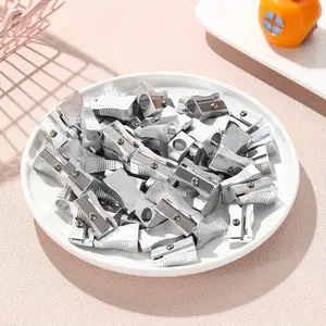 48 Pack Metal Pencil Sharpeners Handheld Metal Mini Pencil Sharpeners Manual Pencil Sharpeners with Single Hole Aluminum Alloy Sharpener for Standard Size Pencils