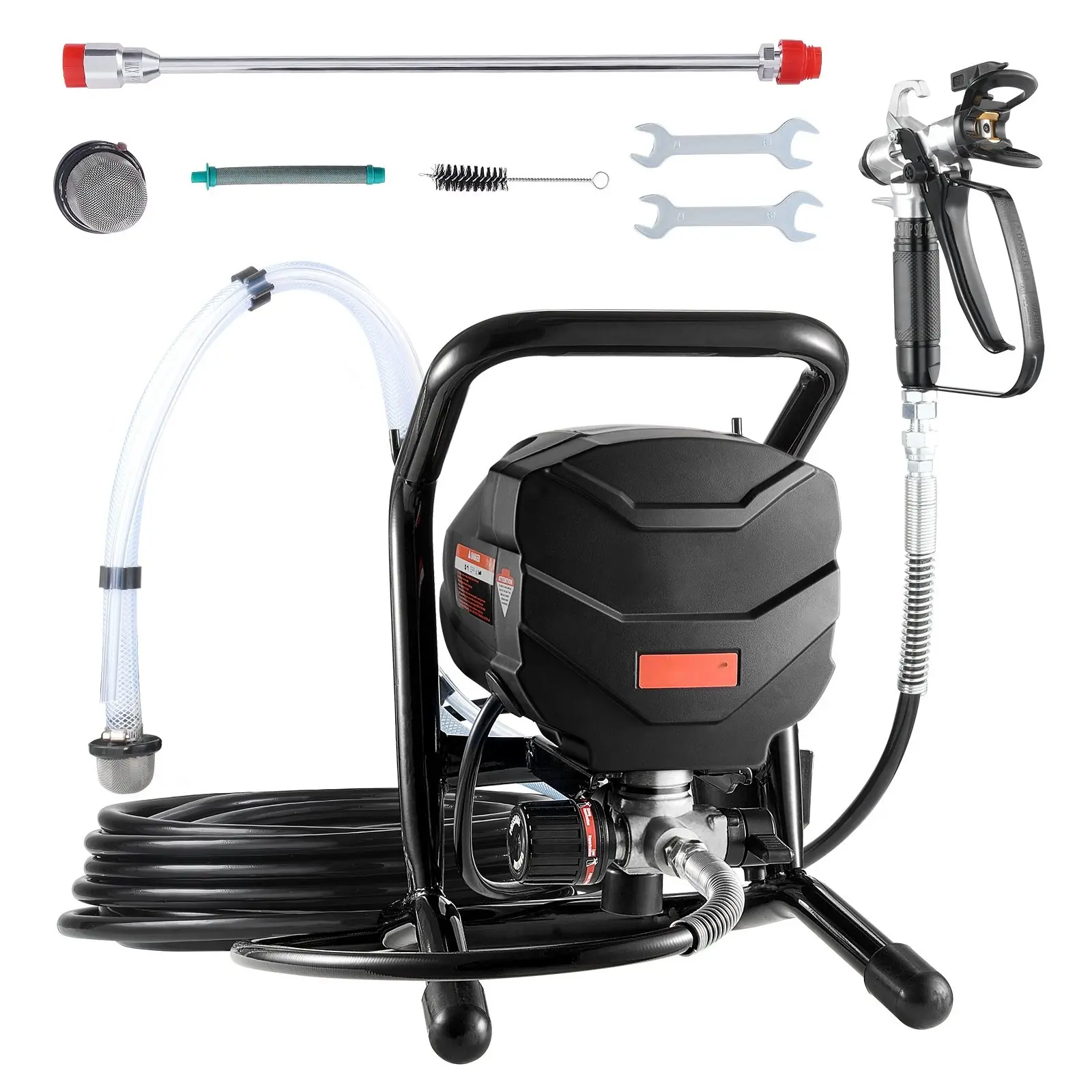 Stand Airless Paint Sprayer Electric Sprayer Machine 650W 3000 PSI High Pressure System With Adjustable Flow Rate, Durable Stainless Steel Pump, Easy Cleaning, Includes Spray Gun, Nozzles and Tips for Exterior Walls