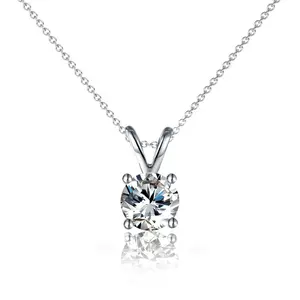 Faye 18k White Gold Plated Solitaire Necklace with Simulated Diamond Crystals