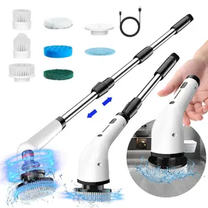 Electric Spin Scrubber, 2-Speed Shower Scrubber with Adjustable Extension Handle, Full-Body IPX7 Waterproof Cordless Electric Cleaning Brush with 4 Replaceable Brush Heads for Bathroom, Kitchen Corners, Toilet, Window, Car, Pool, tiktok shop deals