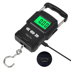 Fishing Scale with Built-in  and Tape Measure, -USB Interface, Backlit LCD Display 165lb/75kg  Scale Digital Weight. Men's Fishing  and Luggage Scale for Travel.