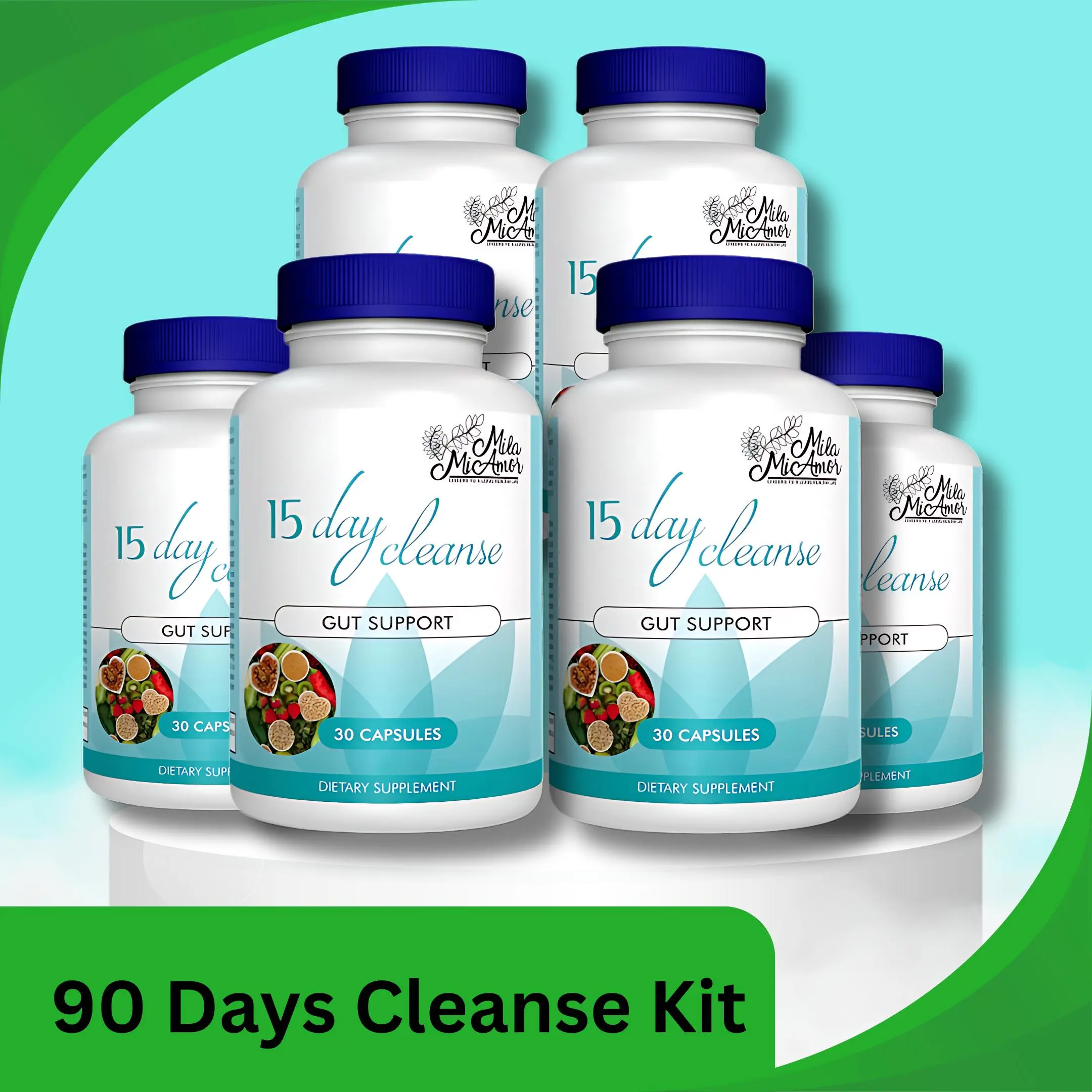 90 Day Cleanse Bundle- Gut and Colon Support | Caffeine Free | Advanced Formula with Senna, Cascara Sagrada, & Psyllium Husk | Non-GMO