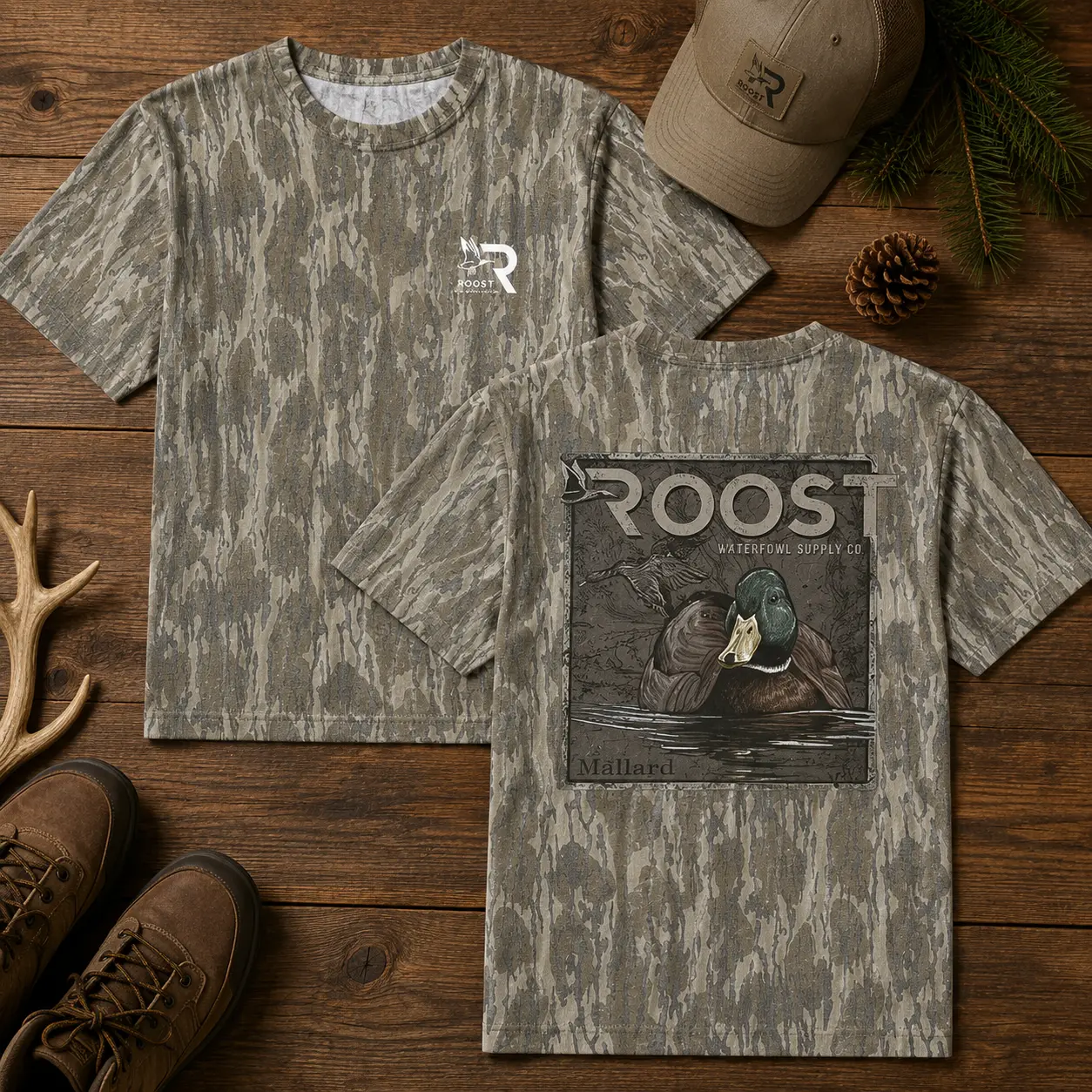 Vintage Mossy Oak Camo Roost Original Bottomland Shirt, Mossy Oak Washed Bottomland Mallard Tee, Hunting Season Shirt, Hunting Shirt, Gift for Dad, Gift For him