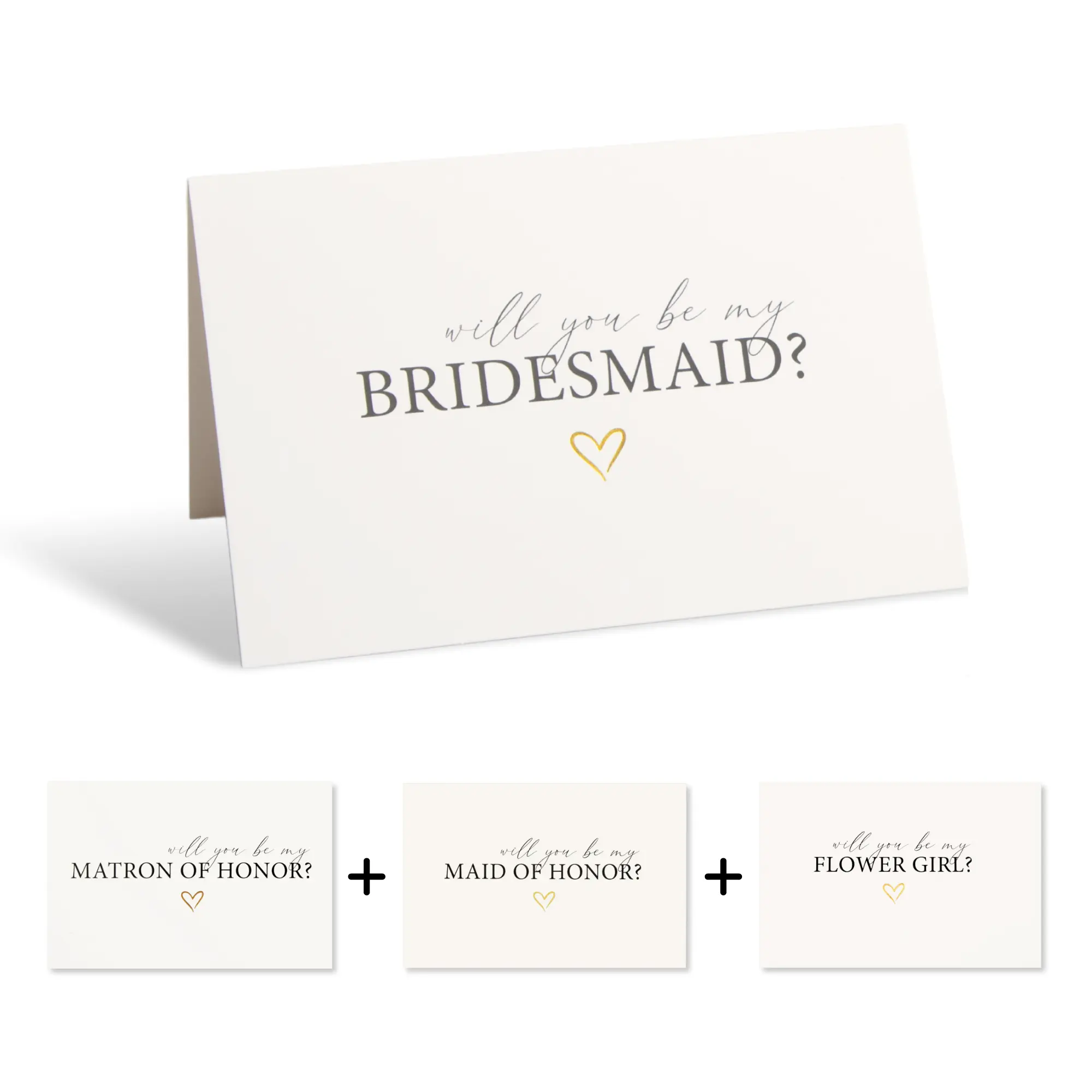 Will You Be My Bridesmaid Card Set of 12 - 8 Bridesmaid, 2 Maid of Honor, 1 Matron of Honor, 1 Flower girl with Envelopes and Sealing Stickers