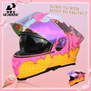 UChoose Motorcycle Facelift Helmet 900 with Dual Lens Design Dazzling Colored Lenses & Replacement Transparent Lenses for Men Women Protective Gear