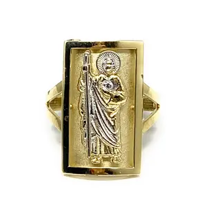 10k Solid Gold Yellow & White Gold Square Saan Judas Ring