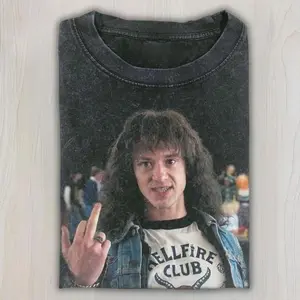 Eddie Munson Shirt Stranger Things Hellfire Club Tee Retro 80s Metal Graphic Fan Apparel T Shirt Funny Unisex Crewneck 64M
