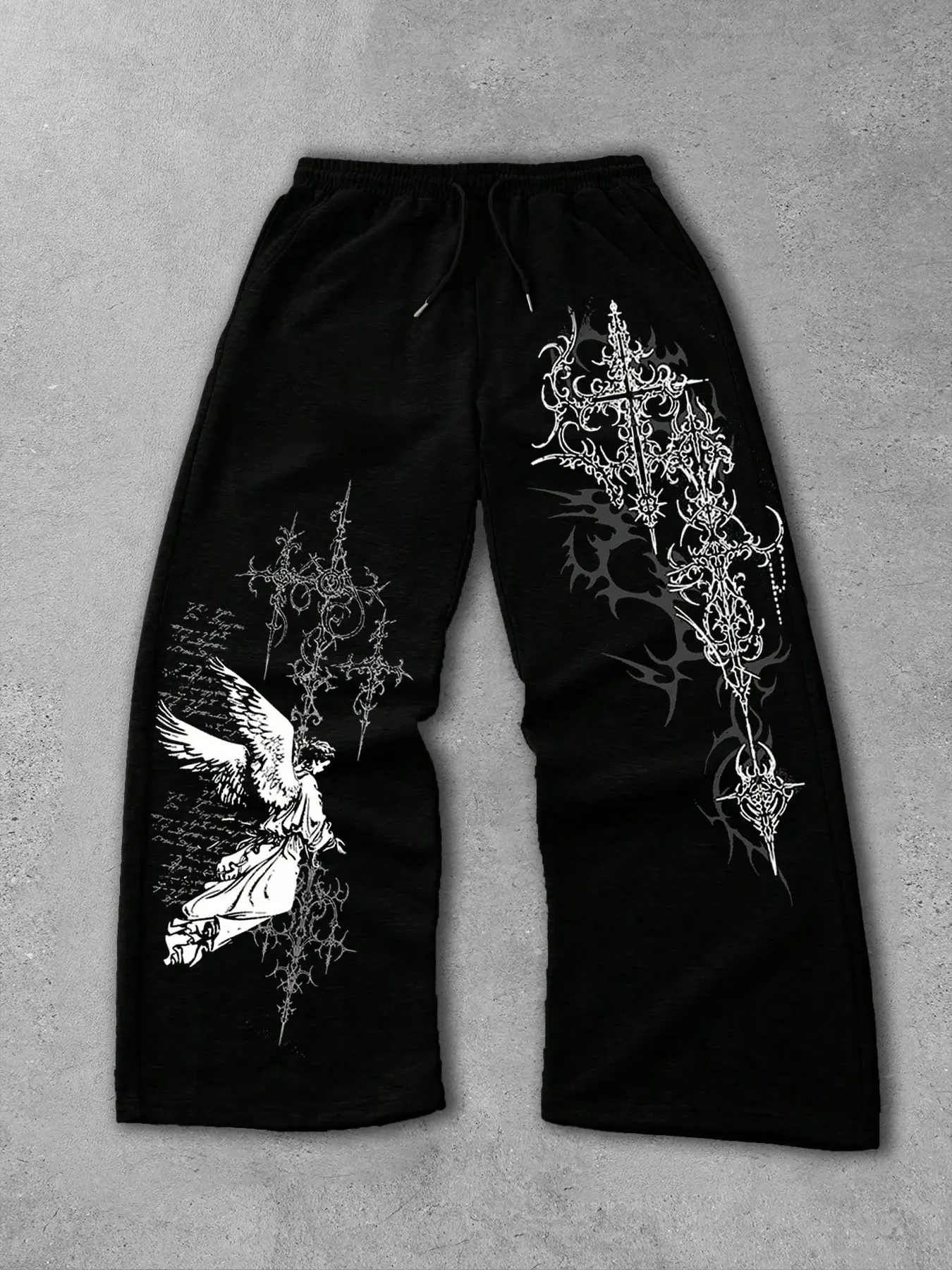 Men's Straight-Leg Long Pants with Gothic Print, Casual Fashion Bottoms, Comfortable and Stylish, Perfect for Daily Wear