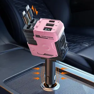 W&O Retractable Car Charger with Retractable Cable (31.5 inch), 4 in 1 Super Fast Car Phone Charger, 2 USB Ports Adapter, Compatible with iPhone 15 14 13 12 11 Pro Max, iPad, Pixel