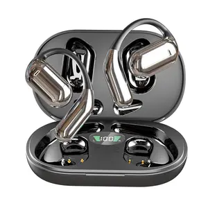 Open Ear Bluetooth 5.4 Headphones,  2024 New Enhanced Comfort Model Wireless Earbuds Sport Over Earphones Built-in Mic with Ear Hooks 50H Playtime Ear Buds LED Display Charging Case, Waterproof Design for Running Fitness, Black open free
