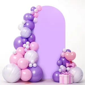 6.6ft Lavender Purple Double-Sided Arch Cover, Solid Spandex Chiara Backdrop Cover for Baby Shower, Birthday, Bridal Shower & Wedding Party Decor