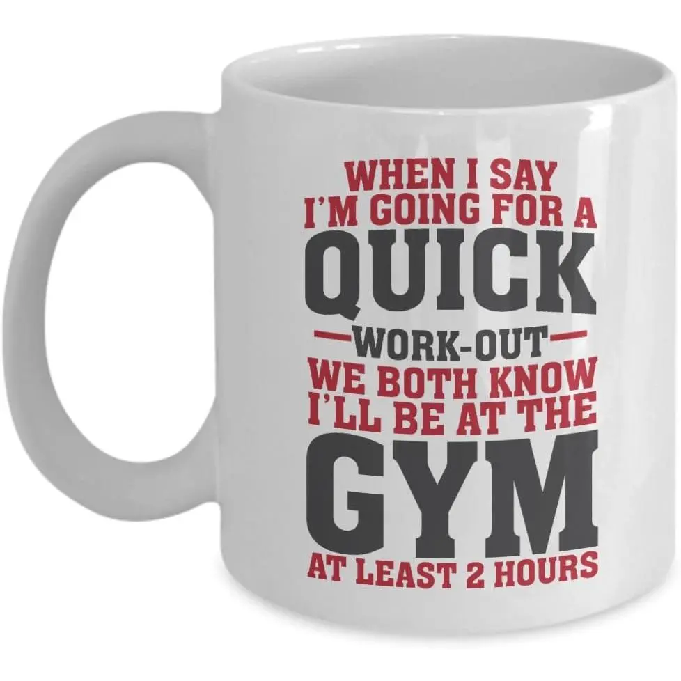 Stylish Funny Ceramic Coffee Mug - 11oz Glossy Drink Cup with Workout Slogan for Athletes, Dishwasher-Safe Camp Kitchen Graduation Gift, Fitness Lovers, Porcelain, Washable, Party, Funny Slogans, Print, Holiday, Double Print