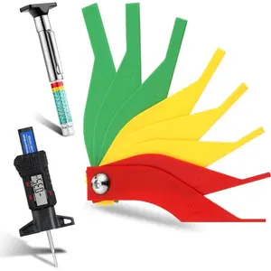3 Pieces Tire Tread Depth Gauge Tool Digital Tire Tread Depth Gauge Brake Lining Thickness Gauge Coded Tire Tread Depth Gauge Automotive Brake Pad Measure Ruler for Motorcycle, Car, Truck and Bus