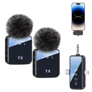 Lightweight 3-in-1 Mini Lapel Microphone, 20 Hours Battery & 328FT Range, Wireless Noise Canceling Mic for Live Stream Video Recording