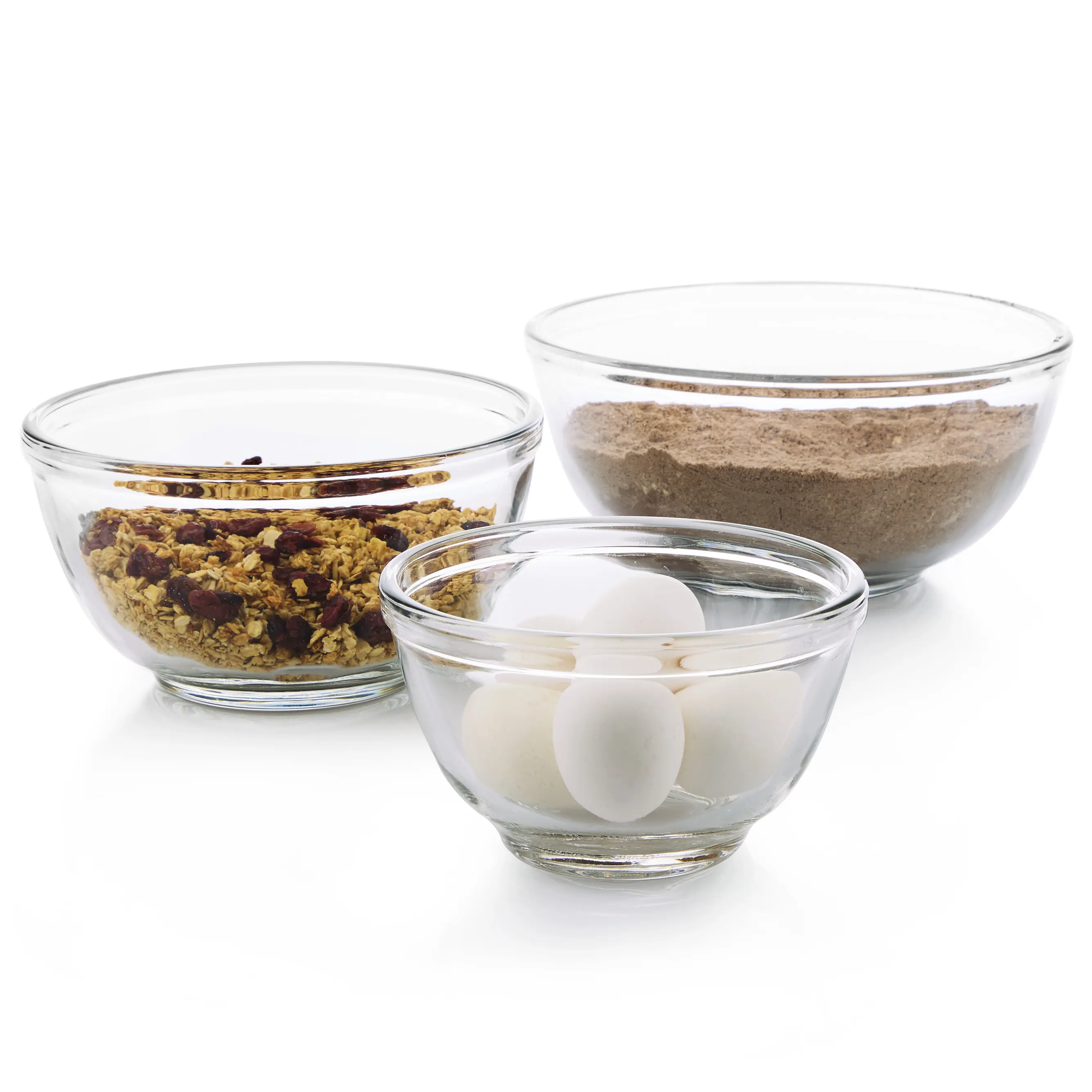 Libbey Baker's Basics 3-Piece Glass Mixing Bowls Set - Clear Bowls for Baking, Prep, Serving & Storage - Microwave, Oven, Freezer and Dishwasher Safe