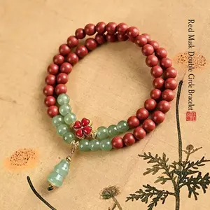 Ancient intangible cultural heritage blended incense beads double-ring Lady Flower Pistil bracelet design