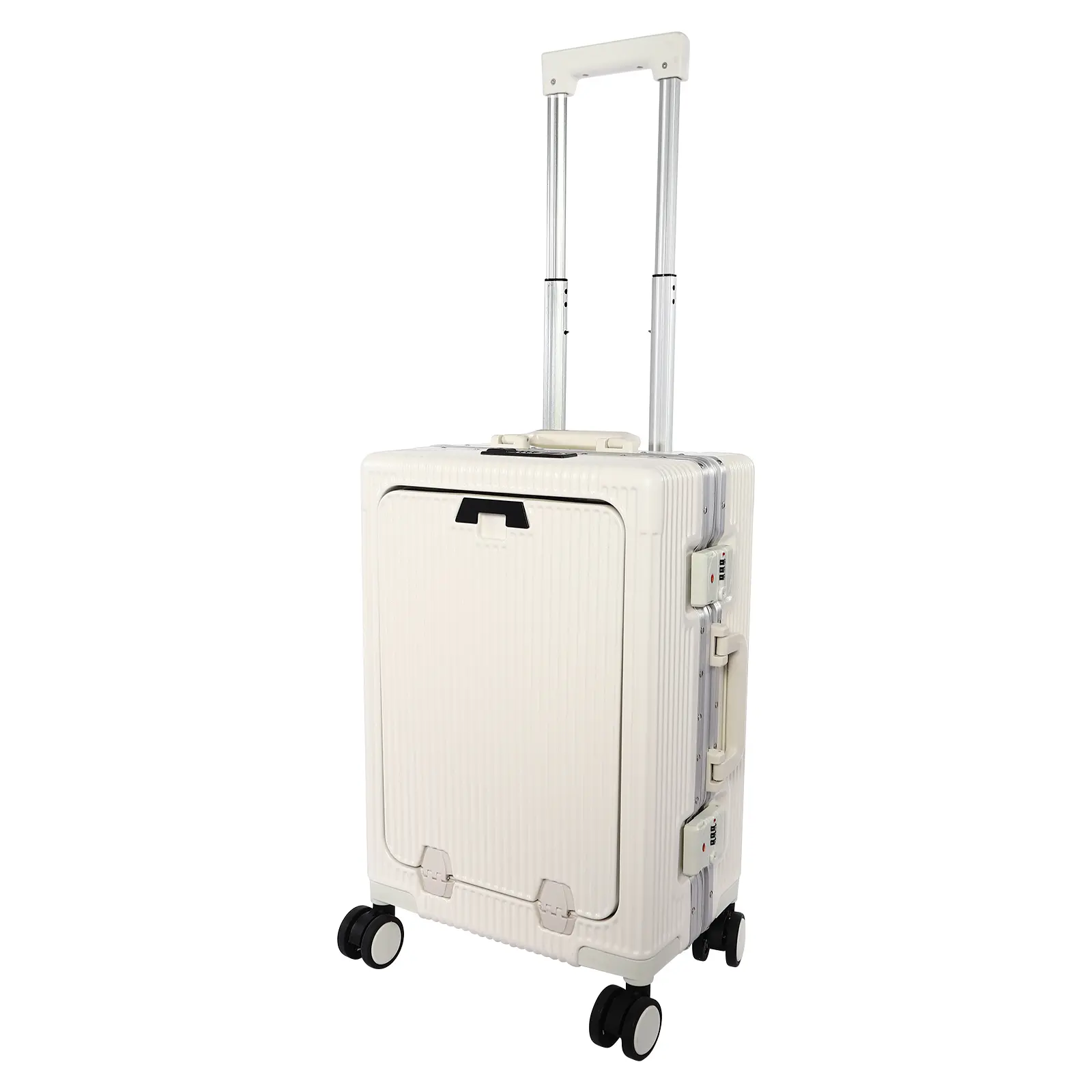 CNCEST Durable Anti-Theft Crash-Resistant Rigid Luggage Set, 2-Piece Hardside Travel Bags - 20" Spinner Carry-On Suitcase, 14-15" PU Leather Aluminum Laptop Trolley Case with Front Pocket, USB Port, TSA Lock, Durable Luggage Set, Anti-Theft Luggage Sets