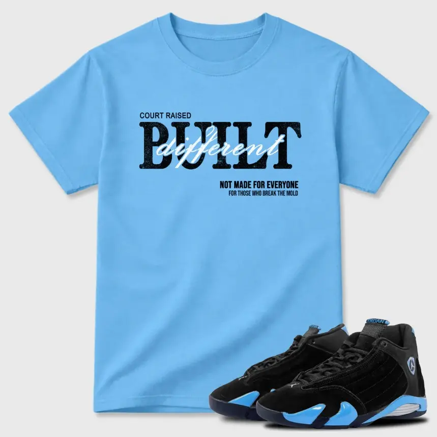 University Blue 14s Matching Shirt, 14 University Blue Sneaker Outfit Tee, Soft 100% Cotton Graphic T-Shirt, Streetwear Casual Everyday Wear