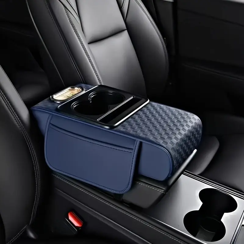 Universal Car Armrest Storage Pad, 5-In-1 Multi-Functional Elbow Cushion & Organizer with Cup Holders, Tissue Box for Vehicles