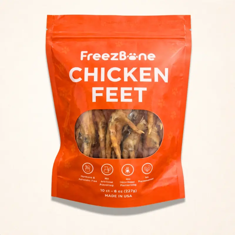 Freezbone Whole Chicken Feet Dental Treats for Dogs - Human Grade - Single Ingredient